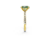 Yellow gold Fancy Green Oval Cut Diamond Brilliant Solitaire Ring with Pavé Band and Four-Prong Setting_14