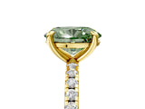 Yellow gold Fancy Green Oval Cut Diamond Brilliant Solitaire Ring with Pavé Band and Four-Prong Setting_17