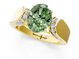 Yellow gold Fancy Green Oval Cut Diamond Channel Set Solitaire Ring with Four-Prong Setting_13