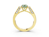 Yellow gold Fancy Green Oval Cut Diamond Channel Set Solitaire Ring with Four-Prong Setting_15