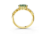 Yellow gold Fancy Green Oval Cut Diamond Cluster Pavé Band with Four-Prong Setting_15