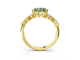 Yellow gold Fancy Green Oval Cut Diamond Cluster Pavé Band with Four-Prong Setting_6