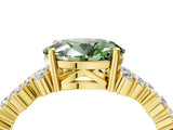 Yellow gold Fancy Green Oval Cut Diamond Cluster Pavé Band with Four-Prong Setting_7