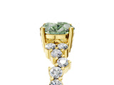 Yellow gold Fancy Green Oval Cut Diamond Cluster Pavé Band with Four-Prong Setting_8