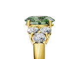 Yellow gold Fancy Green Oval  Cut Diamond Cluster Ring with Round Accent Stones and Prong Setting on a Classic Band_54