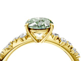 Yellow gold Fancy Green Oval Cut Diamond Cluster Side Stone Solitaire Ring with Prong Setting_56