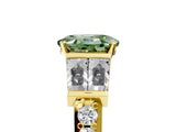 Yellow gold Fancy Green Oval Cut Diamond Engagement Ring with Baguette Side Stones and Channel Set Band_25