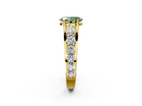 Yellow gold Fancy Green Oval  Cut Diamond Engagement Ring with Pavé Band and Four-Prong Setting_5