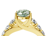 Yellow gold Fancy Green Oval  Cut Diamond Engagement Ring with Pavé Band and Four-Prong Setting_7