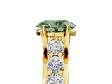 Yellow gold Fancy Green Oval  Cut Diamond Engagement Ring with Pavé Band and Four-Prong Setting_8
