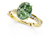 Yellow gold Fancy Green Oval Cut Diamond Engagement Ring with Side Stone Accents and Four-Prong Setting_13