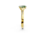 Yellow gold Fancy Green Oval Cut Diamond Engagement Ring with Side Stone Accents and Four-Prong Setting_14