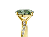 Yellow gold Fancy Green Oval Cut Diamond Engagement Ring with Side Stone Accents and Four-Prong Setting_17