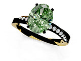Yellow gold Fancy Green Oval Cut Diamond Engagement Ring with Side Stone Accents and Four-Prong Setting_61