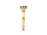 Yellow gold Fancy Green Oval  Cut Diamond Five-Stone Prong Set White Gold Ring_34