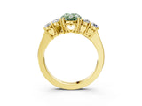 Yellow gold Fancy Green Oval  Cut Diamond Five-Stone Prong Set White Gold Ring_35