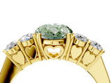 Yellow gold Fancy Green Oval  Cut Diamond Five-Stone Prong Set White Gold Ring_36