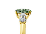 Yellow gold Fancy Green Oval  Cut Diamond Five-Stone Prong Set White Gold Ring_37