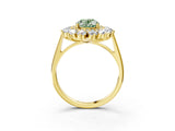 Yellow gold Fancy Green Oval Cut Diamond Floral Double Halo Engagement Ring with Prong Setting_27