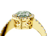 Yellow gold Fancy Green Oval Cut Diamond Halo Engagement Ring with Pavé Band and Prong Setting_31