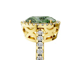 Yellow gold Fancy Green Oval Cut Diamond Halo Engagement Ring with Pavé Band and Prong Setting_32