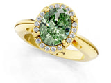 Yellow gold Fancy Green Oval  Cut Diamond Halo Engagement Ring with Split Shank and Four-Prong Setting_91