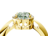 Yellow gold Fancy Green Oval  Cut Diamond Halo Engagement Ring with Split Shank and Four-Prong Setting_94