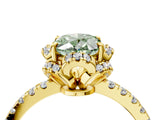 Yellow gold Fancy Green Oval Cut Diamond Halo Pave Band with Four-Prong Setting_7