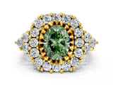 Yellow gold Fancy Green Oval Cut Diamond Halo Ring with Pavé Band and Four-Prong Setting_41