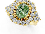Yellow gold Fancy Green Oval Cut Diamond Halo Ring with Pavé Band and Four-Prong Setting_42