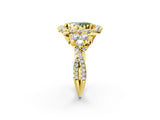 Yellow gold Fancy Green Oval Cut Diamond Halo Ring with Pavé Band and Four-Prong Setting_43