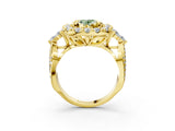 Yellow gold Fancy Green Oval Cut Diamond Halo Ring with Pavé Band and Four-Prong Setting_44