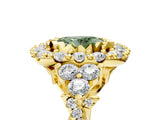 Yellow gold Fancy Green Oval Cut Diamond Halo Ring with Pavé Band and Four-Prong Setting_46