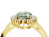 Yellow gold Fancy Green Oval  Cut Diamond Halo Ring with Round Brilliant Halo and Solitaire Band_77