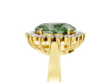 Yellow gold Fancy Green Oval  Cut Diamond Halo Ring with Round Brilliant Halo and Solitaire Band_78