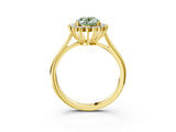 Yellow gold Fancy Green Oval  Cut Diamond Halo Ring with Solitaire Band and Prong Setting_56