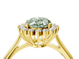 Yellow gold Fancy Green Oval  Cut Diamond Halo Ring with Solitaire Band and Prong Setting_57