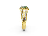 Yellow gold Fancy Green Oval Cut Diamond Halo Ring with Split Shank Pavé Band and Four-Prong Setting_2
