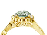 Yellow gold Fancy Green Oval Cut Diamond Halo Ring with Vintage Split Shank and Four-Prong Setting_41