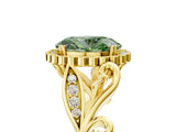 Yellow gold Fancy Green Oval Cut Diamond Halo Ring with Vintage Split Shank and Four-Prong Setting_42