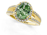 Yellow gold Fancy Green Oval Cut Diamond Halo Split Shank Engagement Ring_59