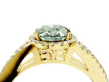 Yellow gold Fancy Green Oval Cut Diamond Halo Split Shank Engagement Ring_62