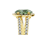 Yellow gold Fancy Green Oval Cut Diamond Halo Split Shank Engagement Ring_63