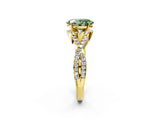 Yellow gold Fancy Green Oval Cut Diamond  Halo Twist Band Solitaire Prong Setting Ring_26
