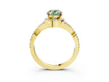 Yellow gold Fancy Green Oval Cut Diamond  Halo Twist Band Solitaire Prong Setting Ring_27