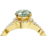 Yellow gold Fancy Green Oval Cut Diamond  Halo Twist Band Solitaire Prong Setting Ring_28