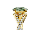 Yellow gold Fancy Green Oval Cut Diamond  Halo Twist Band Solitaire Prong Setting Ring_29