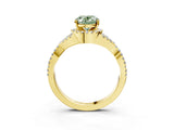Yellow gold Fancy Green Oval Cut Diamond  Halo Twist Band Solitaire Prong Setting Ring_57