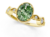 Yellow gold Fancy Green Oval  Cut Diamond Milgrain Marquise Band with Prong Setting_4