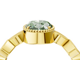 Yellow gold Fancy Green Oval  Cut Diamond Milgrain Marquise Band with Prong Setting_7